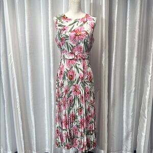 Elie Tahari Floral Sleeveless Dress - Pink and Green Size 6